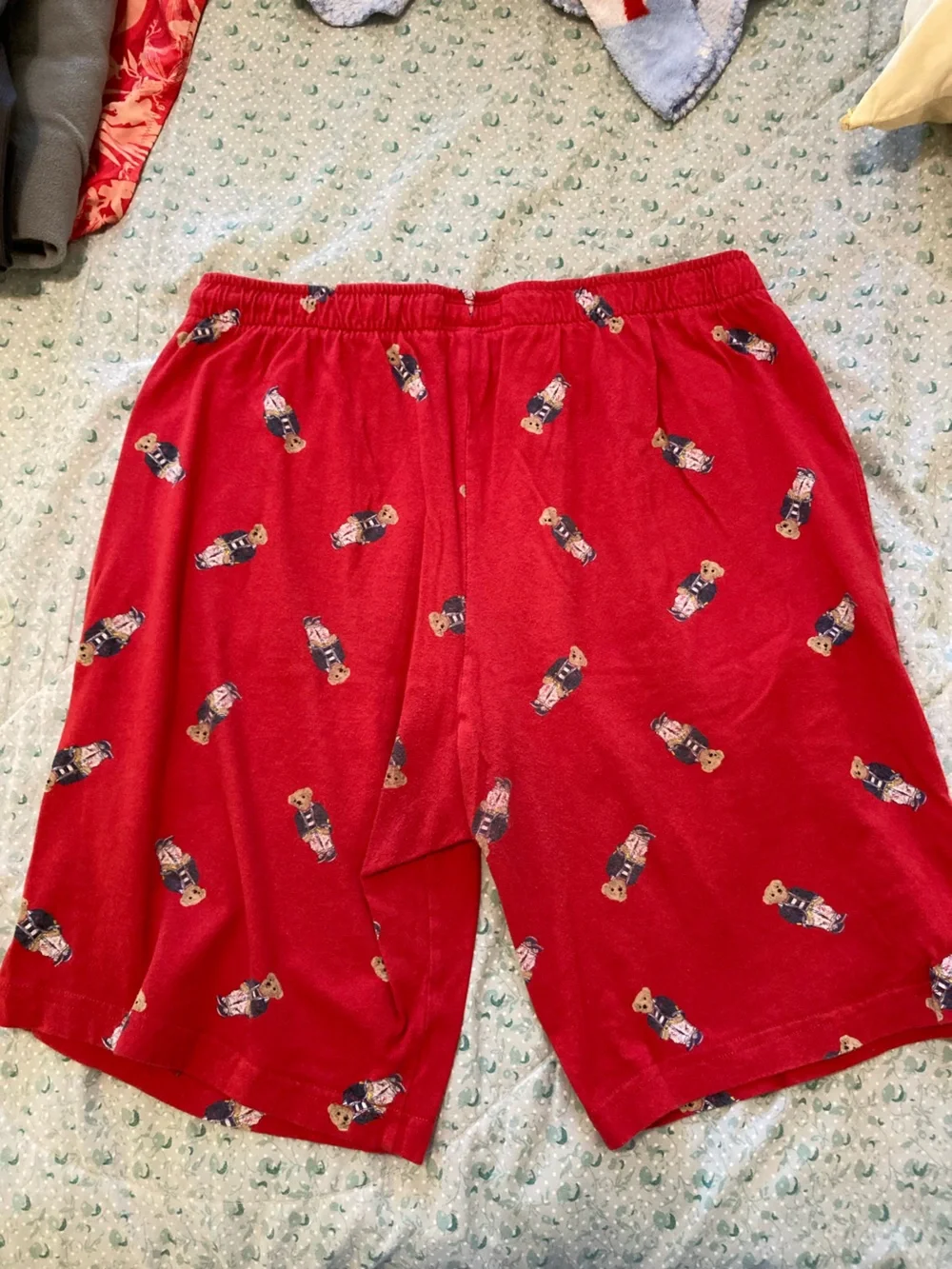 Polo Ralph Lauren Red Jersey Pajama Sleep Shorts w/ All Over Polo Bears M
